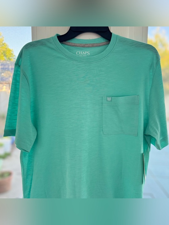 Chaps Other - Chaps Men’s Pocket Tee Medium Pool Blue Slub Knit Crew Neck NWT